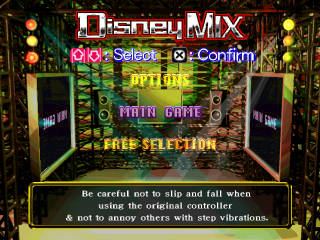 Dance Dance Revolution Disney Mix title screen for Playstation